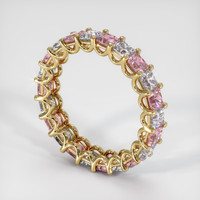 18K Yellow Gold Pink Sapphire and Diamond Eternity Wedding Band Image