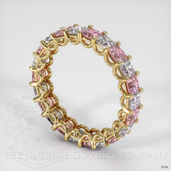 18K Yellow Gold Pink Sapphire and Diamond Eternity Wedding Band