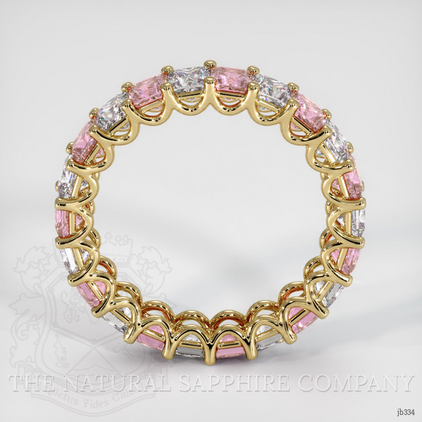 18K Yellow Gold Pink Sapphire and Diamond Eternity Wedding Band