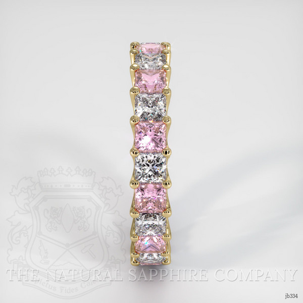 18K Yellow Gold Pink Sapphire and Diamond Eternity Wedding Band