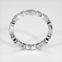 Platinum 950 Pink Sapphire and Diamond Antique Style Wedding Band Image
