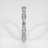 Platinum 950 Pink Sapphire and Diamond Antique Style Wedding Band Image