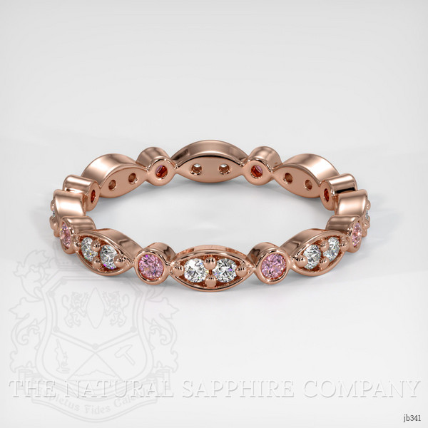 14K Rose Gold Pink Sapphire and Diamond Antique Style Wedding Band