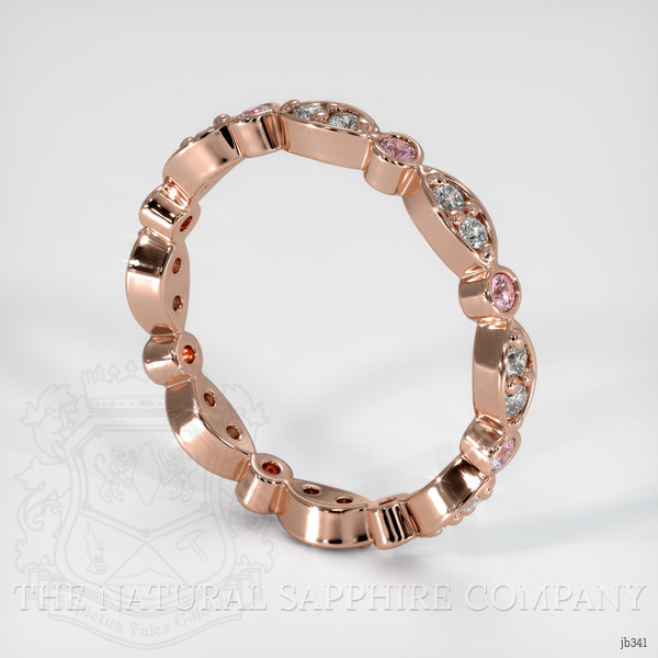 14K Rose Gold Pink Sapphire and Diamond Antique Style Wedding Band