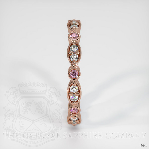 14K Rose Gold Pink Sapphire and Diamond Antique Style Wedding Band