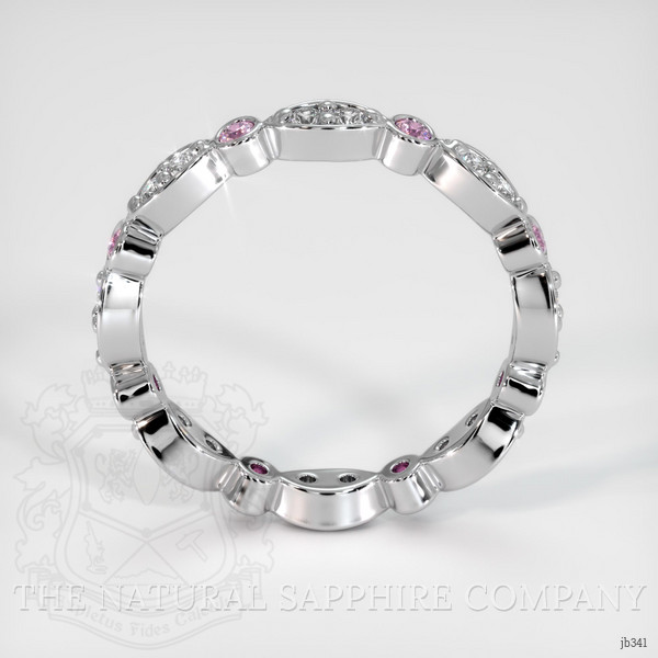 14K White Gold Pink Sapphire and Diamond Antique Style Wedding Band