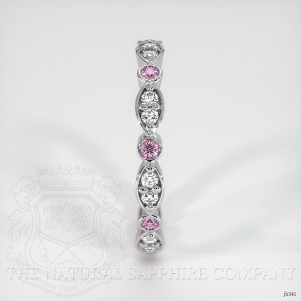 18K White Gold Pink Sapphire and Diamond Antique Style Wedding Band