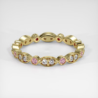 14K Yellow Gold Pink Sapphire and Diamond Antique Style Wedding Band Video