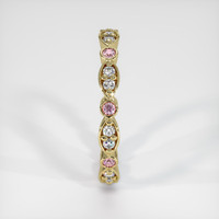 14K Yellow Gold Pink Sapphire and Diamond Antique Style Wedding Band Image