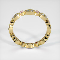 18K Yellow Gold Pink Sapphire and Diamond Antique Style Wedding Band Image