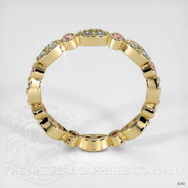 18K Yellow Gold Pink Sapphire and Diamond Antique Style Wedding Band