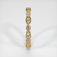 18K Yellow Gold Pink Sapphire and Diamond Antique Style Wedding Band Image