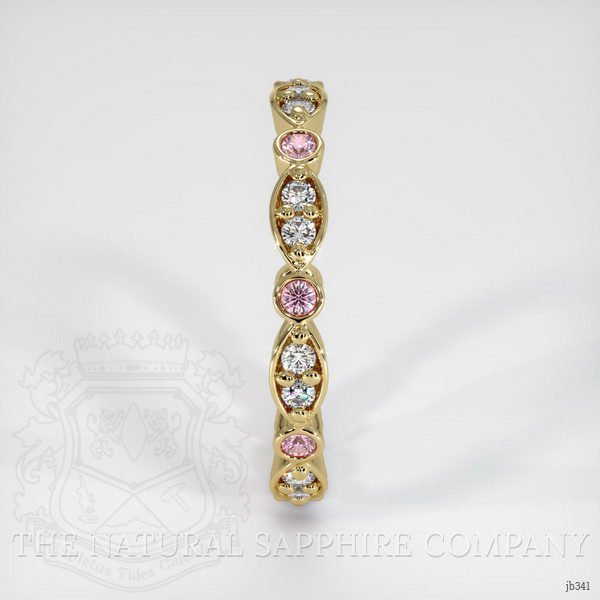 18K Yellow Gold Pink Sapphire and Diamond Antique Style Wedding Band
