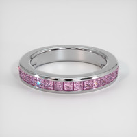 14K White Gold Pink Sapphire Channel Wedding Band Video