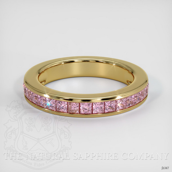 18K Yellow Gold Pink Sapphire Channel Wedding Band
