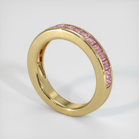 18K Yellow Gold Pink Sapphire Channel Wedding Band Image