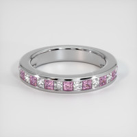 Platinum 950 Pink Sapphire and Diamond Channel Wedding Band Video