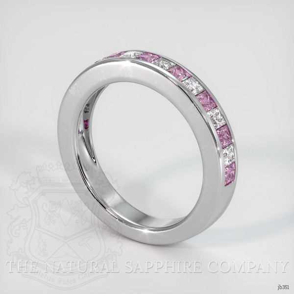 Platinum 950 Pink Sapphire and Diamond Channel Wedding Band