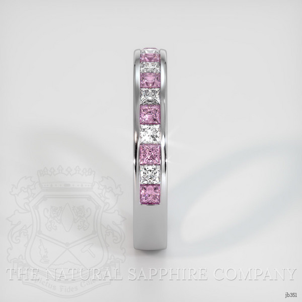 Platinum 950 Pink Sapphire and Diamond Channel Wedding Band