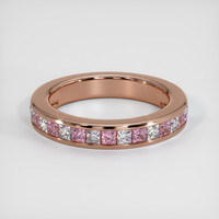 14K Rose Gold Pink Sapphire and Diamond Channel Wedding Band Video