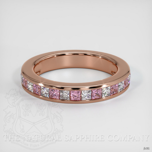 14K Rose Gold Pink Sapphire and Diamond Channel Wedding Band