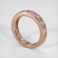 14K Rose Gold Pink Sapphire and Diamond Channel Wedding Band Image