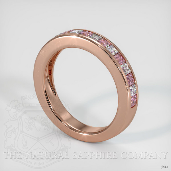14K Rose Gold Pink Sapphire and Diamond Channel Wedding Band