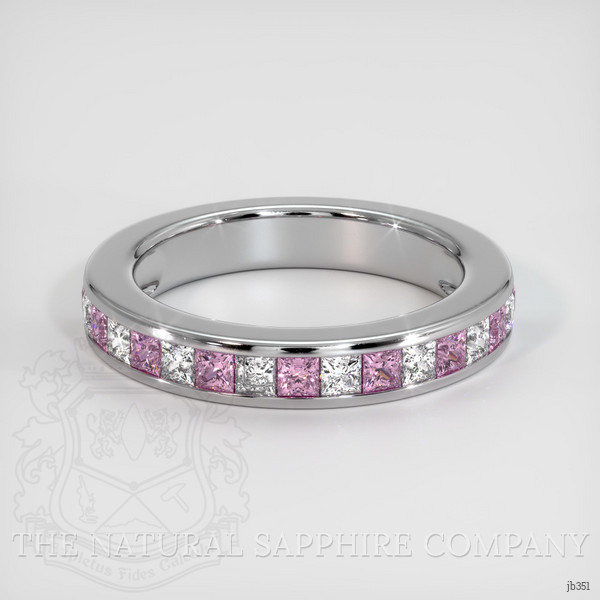 14K White Gold Pink Sapphire and Diamond Channel Wedding Band