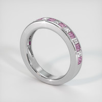 14K White Gold Pink Sapphire and Diamond Channel Wedding Band Image