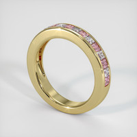 14K Yellow Gold Pink Sapphire and Diamond Channel Wedding Band Image