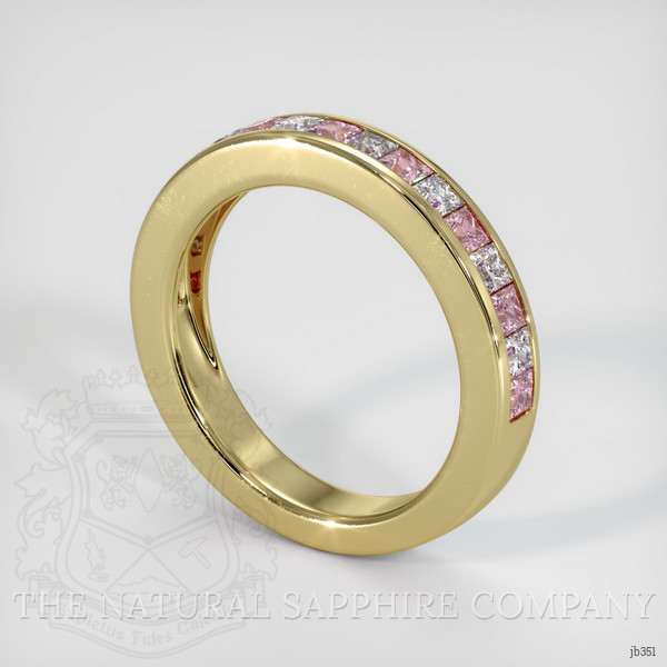 14K Yellow Gold Pink Sapphire and Diamond Channel Wedding Band