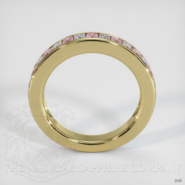 14K Yellow Gold Pink Sapphire and Diamond Channel Wedding Band