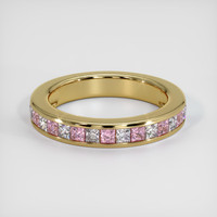 18K Yellow Gold Pink Sapphire and Diamond Channel Wedding Band Video