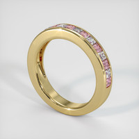 18K Yellow Gold Pink Sapphire and Diamond Channel Wedding Band Image