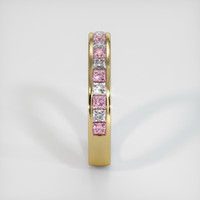 18K Yellow Gold Pink Sapphire and Diamond Channel Wedding Band Image