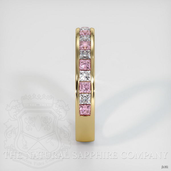 18K Yellow Gold Pink Sapphire and Diamond Channel Wedding Band