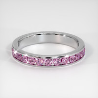 14K White Gold Pink Sapphire Eternity Wedding Band Video