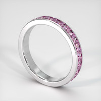 14K White Gold Pink Sapphire Eternity Wedding Band Image