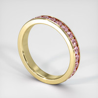 14K Yellow Gold Pink Sapphire Eternity Wedding Band Image