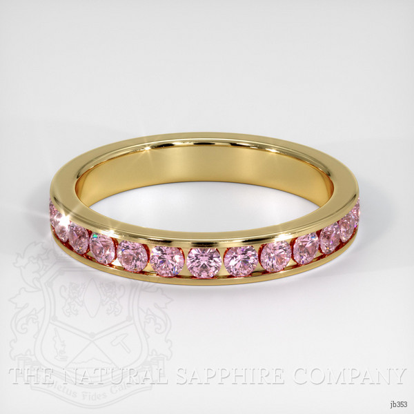 18K Yellow Gold Pink Sapphire Eternity Wedding Band
