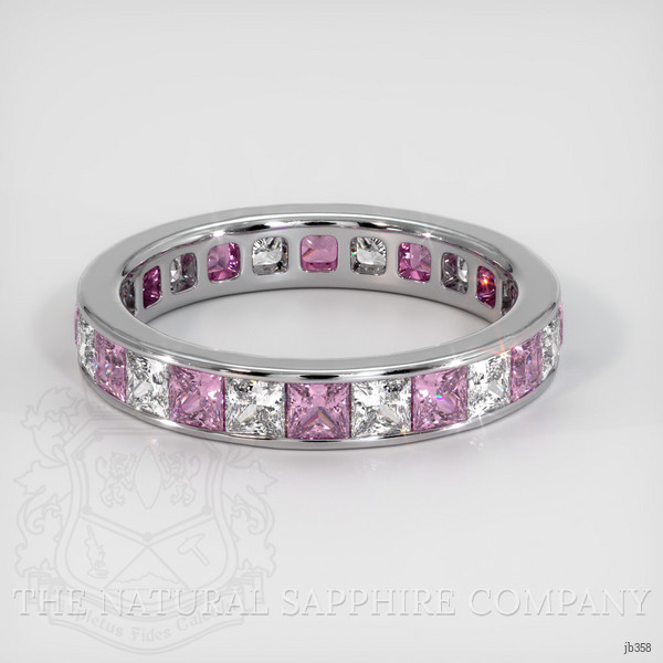 Platinum 950 Pink Sapphire and Diamond Eternity Wedding Band