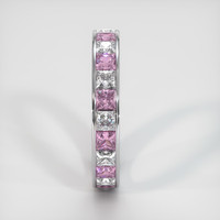 Platinum 950 Pink Sapphire and Diamond Eternity Wedding Band Image