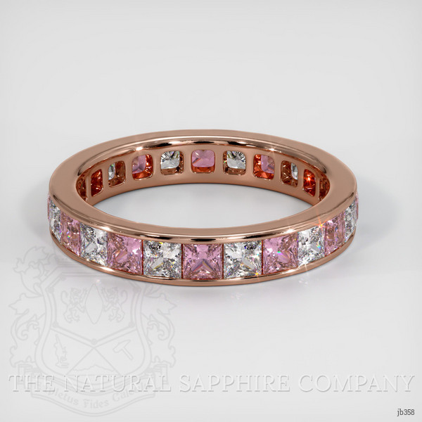 14K Rose Gold Pink Sapphire and Diamond Eternity Wedding Band