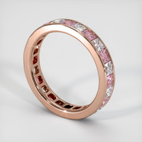 14K Rose Gold Pink Sapphire and Diamond Eternity Wedding Band Image