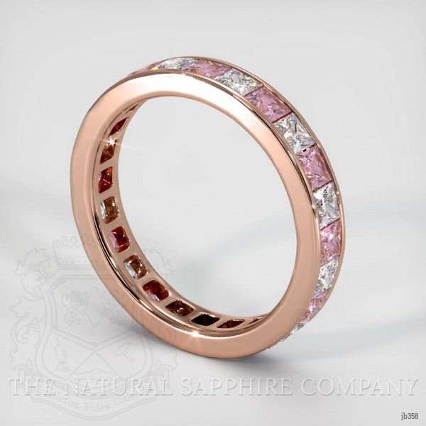 14K Rose Gold Pink Sapphire and Diamond Eternity Wedding Band