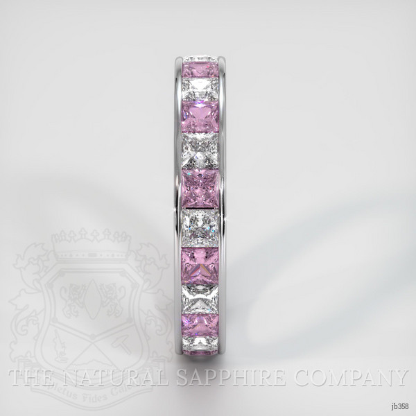 14K White Gold Pink Sapphire and Diamond Eternity Wedding Band