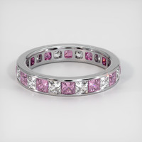 18K White Gold Pink Sapphire and Diamond Eternity Wedding Band Video