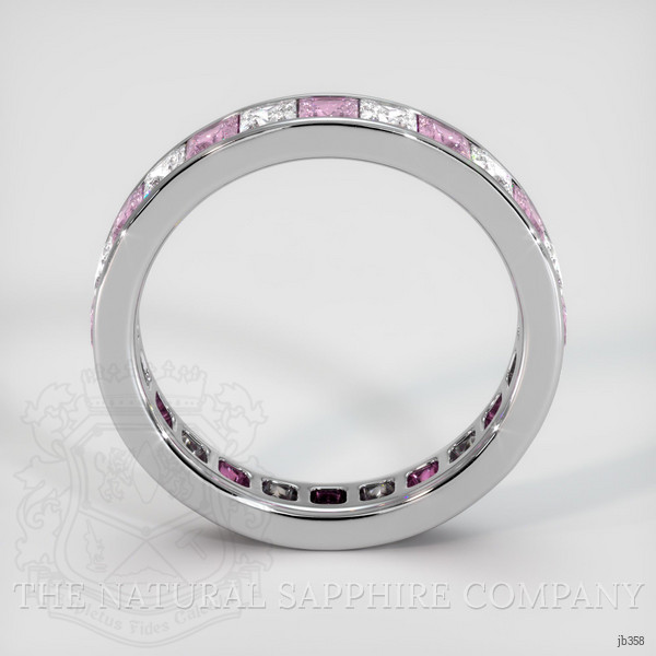 18K White Gold Pink Sapphire and Diamond Eternity Wedding Band