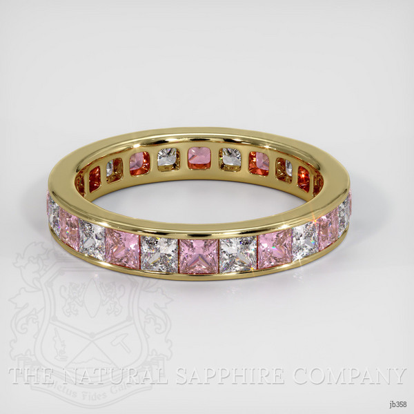 14K Yellow Gold Pink Sapphire and Diamond Eternity Wedding Band