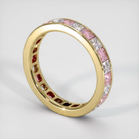 18K Yellow Gold Pink Sapphire and Diamond Eternity Wedding Band Image